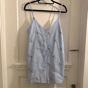 re:named Blue and White Gingham Floral Romper